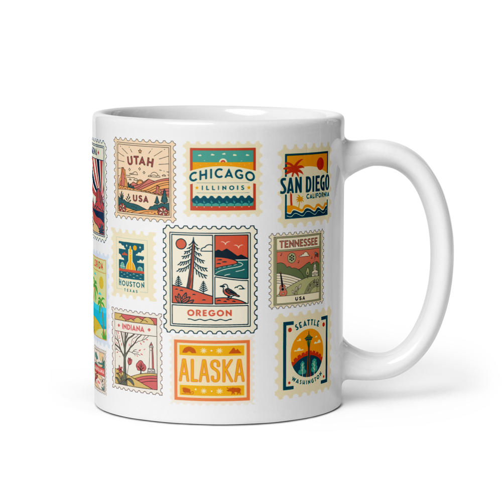 USA Stamp Tasse